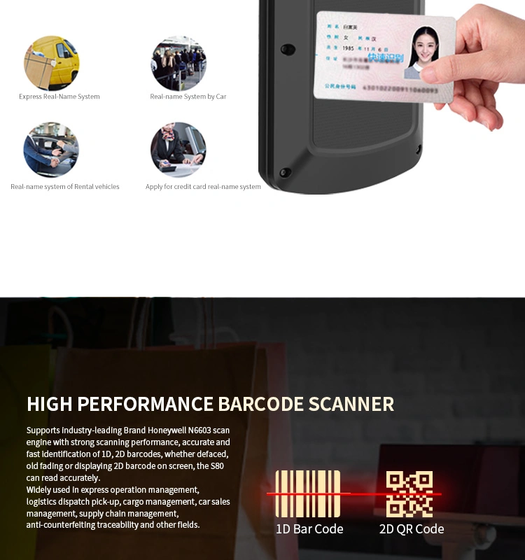 Handheld Industrial PDA Barcode Scanner Android 9.0 with Fingerprint Reader